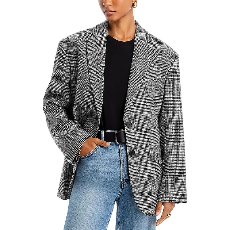 Anine Bing Womens Houndstooth Workwear Two-Button Blazer Women's Print Jacket