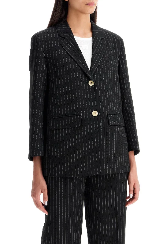 Ganni Striped Boxy Blazer Women's Short Blazer