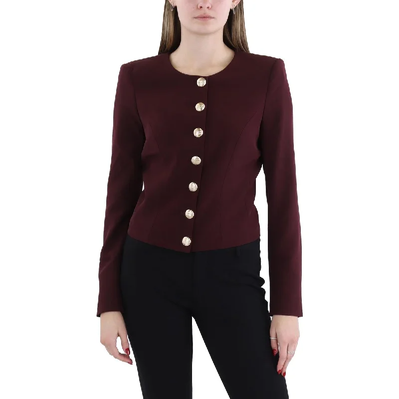 Generation Love Womens Embellished Workwear Collarless Blazer Spring Women's Coat