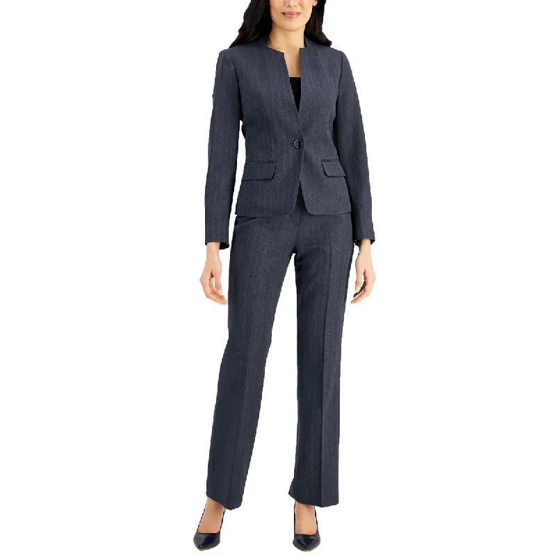 Le Suit Womens Petites Woven Long Sleeves One-Button Blazer Women's Long Blazer