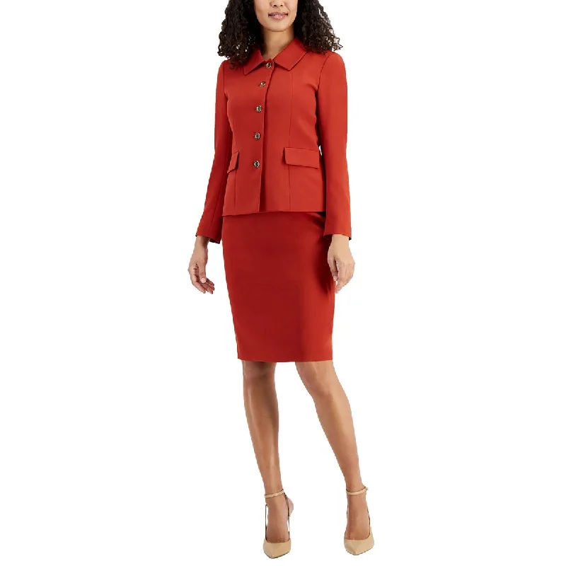 Le Suit Womens Woven Long Sleeves Double-Breasted Blazer Women's Radiation Jacket