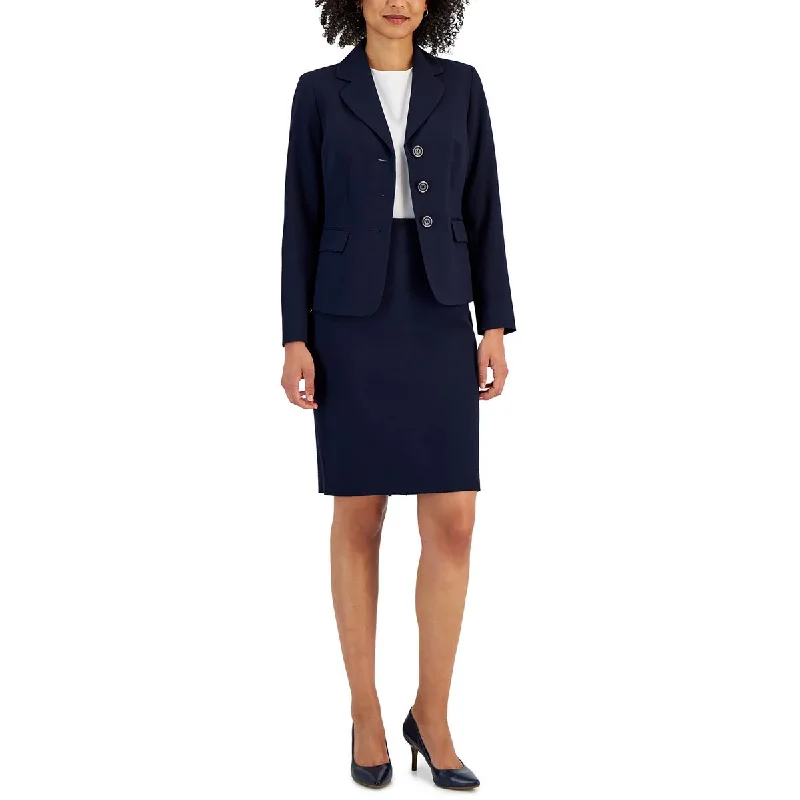 Le Suit Womens Woven Long Sleeves Double-Breasted Blazer Women's Elegant Suit