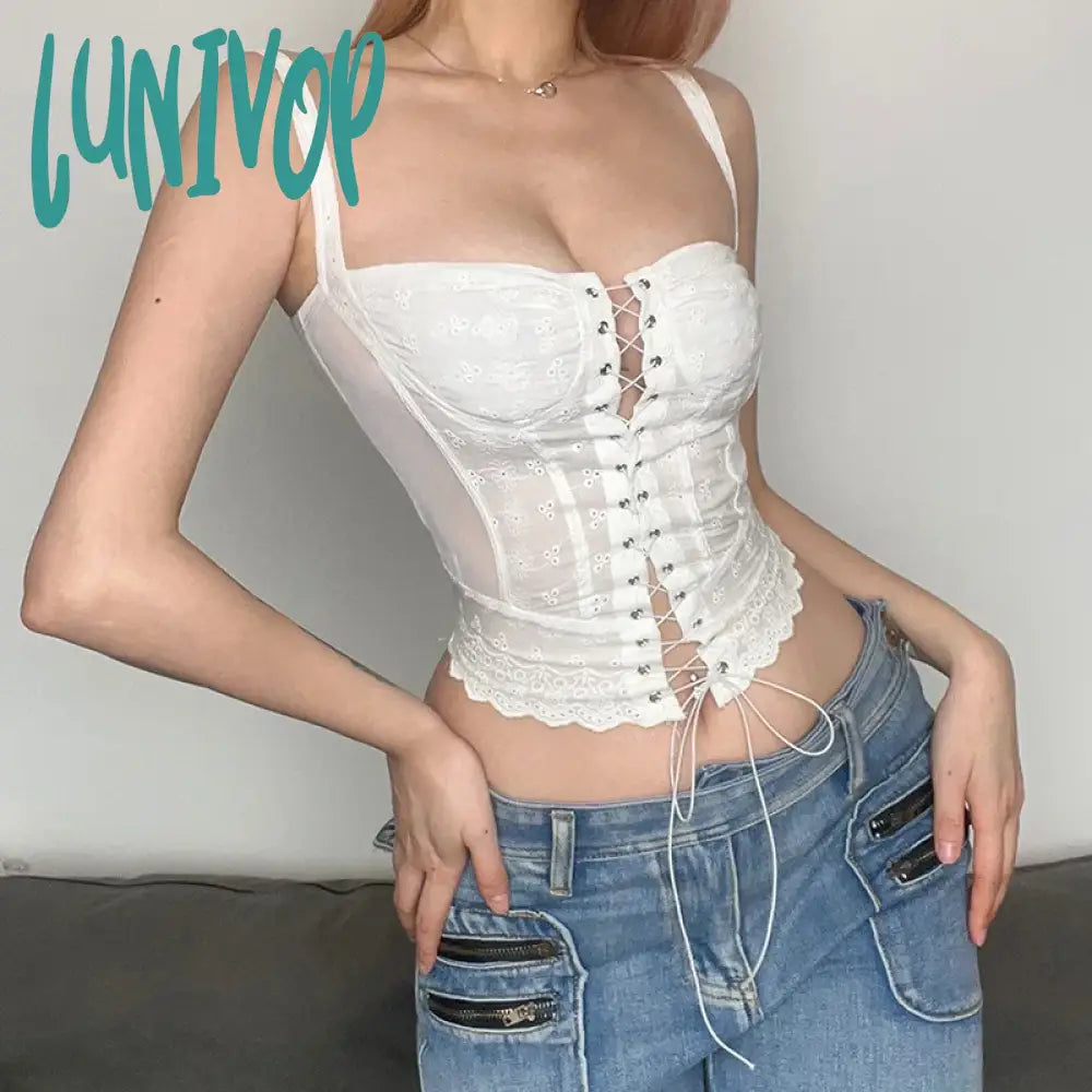Lunivop Sweet Cute Girl Crop Top White Lace Frill Zipper High Waist Bandage Slim Fit Corset Top Women Harajuku Kawaii Vintage Cami Vest Cashmere Blend Cotton Blend Poly Blend Lunivop Sweet Cute Girl Crop Top White Lace Frill Zipper High Waist Bandage Slim Fit Corset Top Women Harajuku Kawaii Vintage Cami Vest Cashmere Blend Cotton Blend Poly Blend