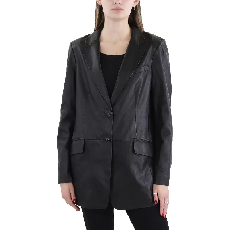 Rag & Bone Womens Faux Leather Office Double-Breasted Blazer Women's Brand Blazer