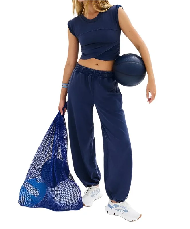Frankie Crop Top and Pants Set Chenille Blend Fleece Blend Nylon Blend