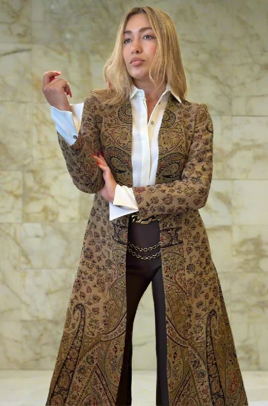 T.ba Ginebra Coat Jacquard Kimono Robe Cloak