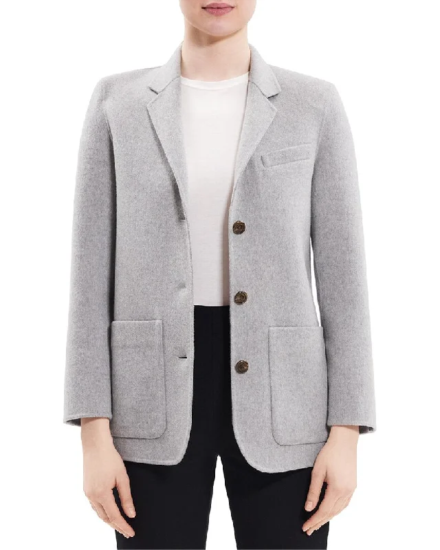 Theory Elbow Patch Wool & Cashmere-Blend Blazer Women's Elegant Suit