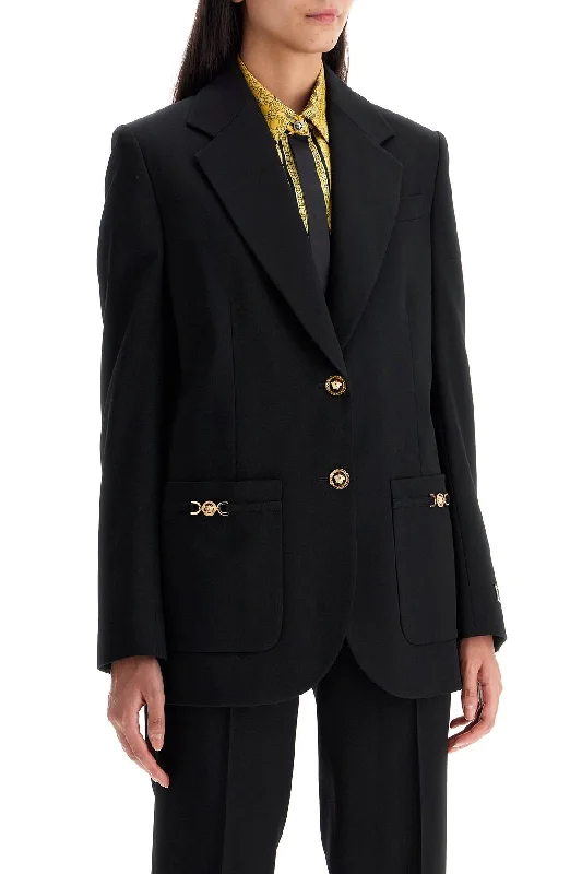 Versace Single-Breasted Wool Stretch Blazer Women's Premium Blazer