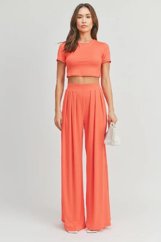 Crop Top And Palazzo Pants Set Sequined Glittery Shiny