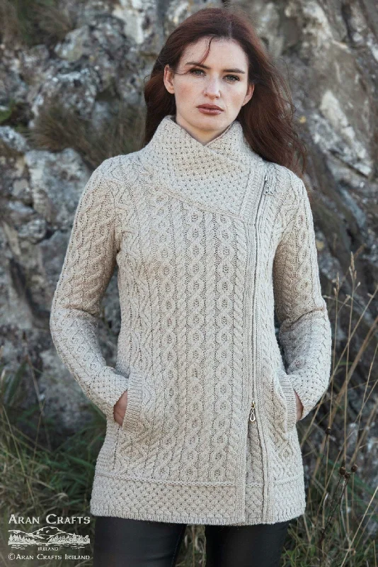 Aran - Athenry Coat - Parsnip Turtleneck Jacket Crew Neck Jacket V-Neck Jacket