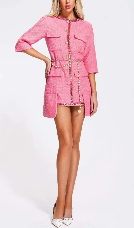 PINK WEAVE COAT Tailored Straight A-Line
