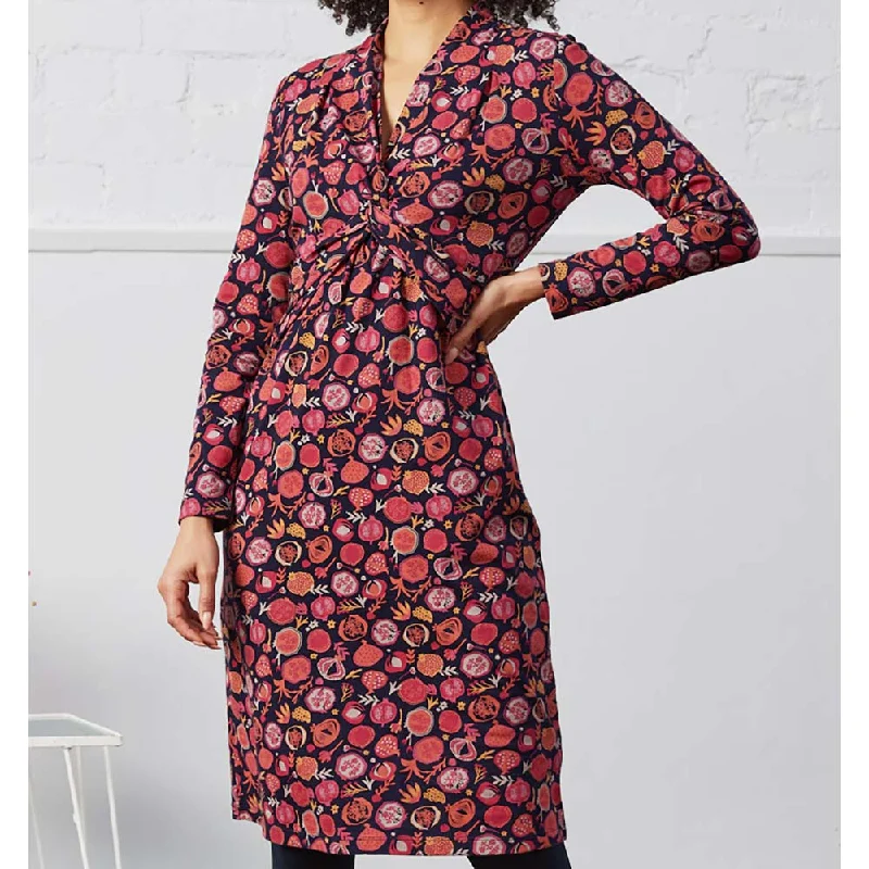 Twist Jersey Dress in Navy & Wine