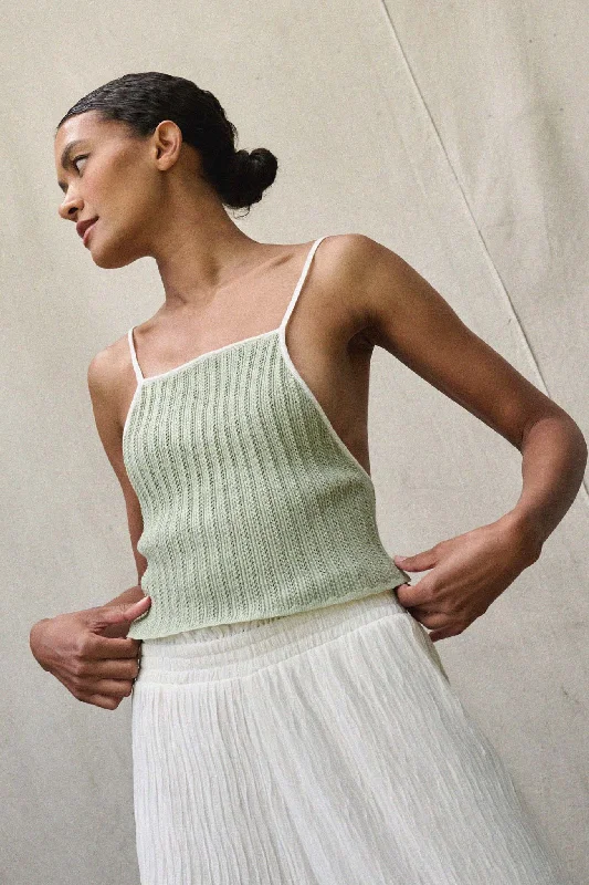 Sun-Drenched Days Pointelle Cami Crop Top Nylon Fabric Polyester Fabric Spandex Fabric