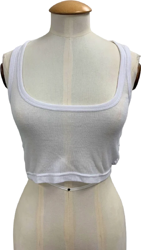 4th & Reckless White Sleeveless Crop Top UK 8 Layered Multi-layer Single Layer