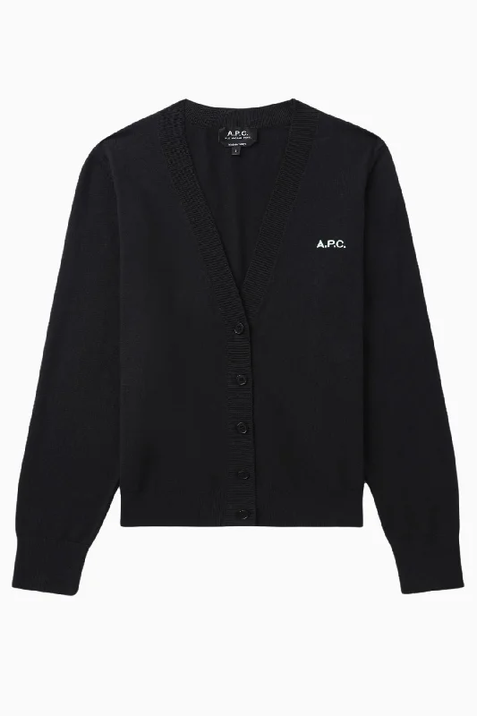 A.P.C. Cotton Cardigan - Black Velvet Chenille Corduroy