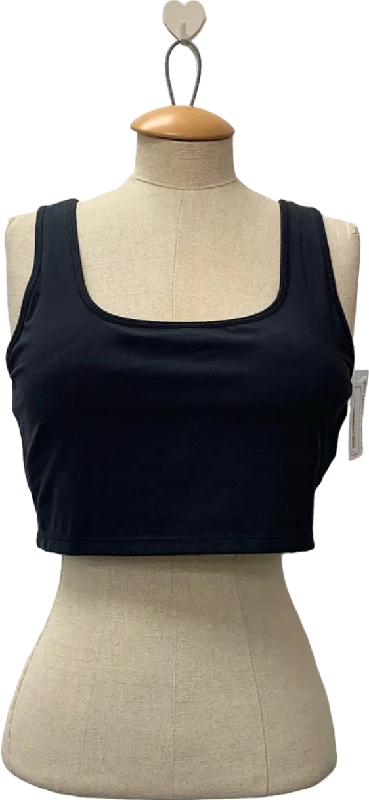 Adanola Black Crop Top UK 2XL Fleece Nylon Spandex