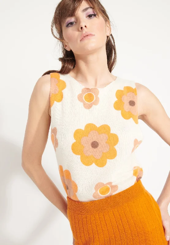 AVA 4 Crop top en cachemire déjaugé à fleurs sans manches multicouleur Nylon Fabric Polyester Fabric Spandex Fabric AVA 4 Crop top en cachemire déjaugé à fleurs sans manches multicouleur Nylon Fabric Polyester Fabric Spandex Fabric