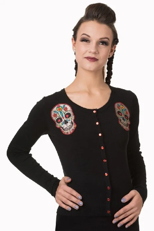 Sugar Skull Cardigan Collared Crew Neck Turtle Neck