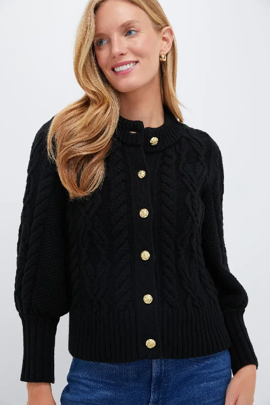 Black Cotton Colette Cardigan Stretchy Elastic Breathable