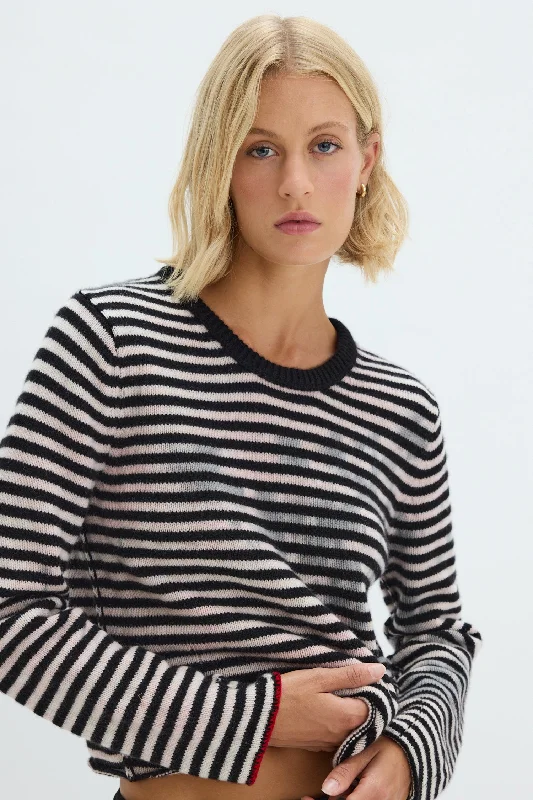 Cashmere Stripe Pink Westlake Pullover Ruffle Neck Pullover