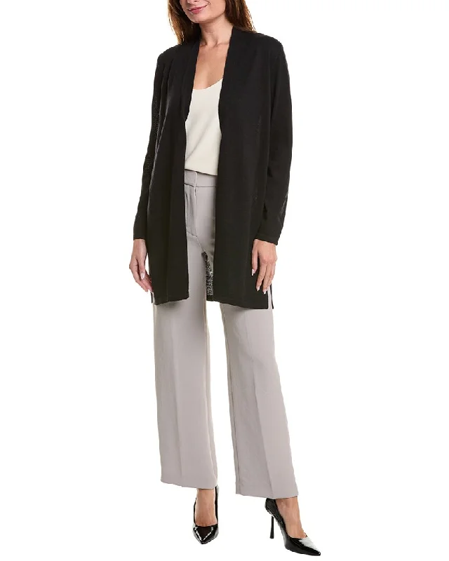 EILEEN FISHER Long Wool Cardigan Chenille Brocade Lace