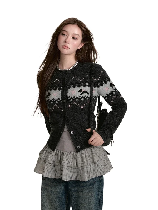 Fair Isle Dog Cardigan Lace Blend Ribbed Blend Corduroy Blend