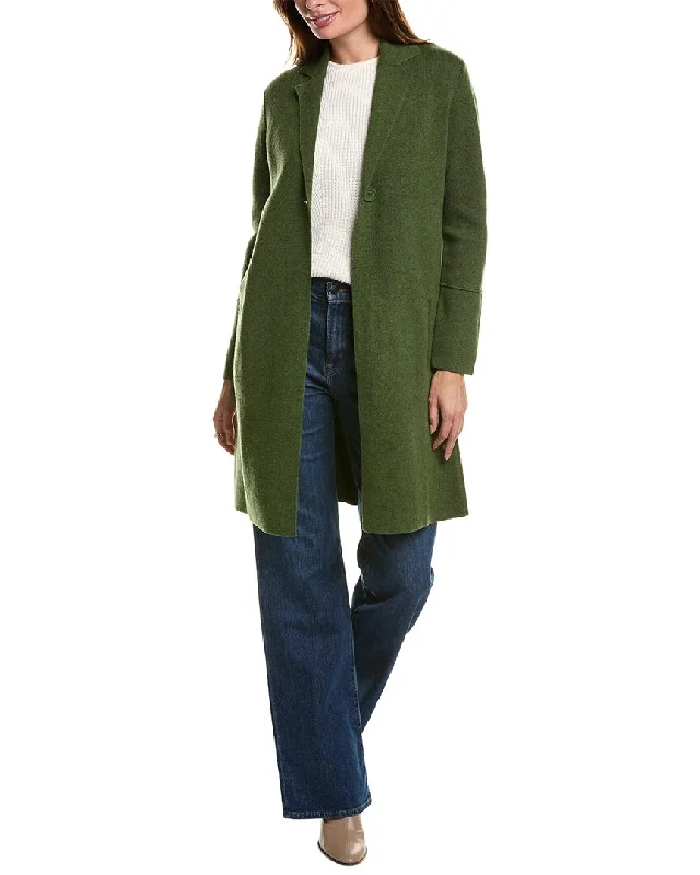 Forte Cashmere Double Knit Notch Collar Wool & Cashmere-Blend Cardigan Boxy Cardigan Fitted Cardigan A-Line