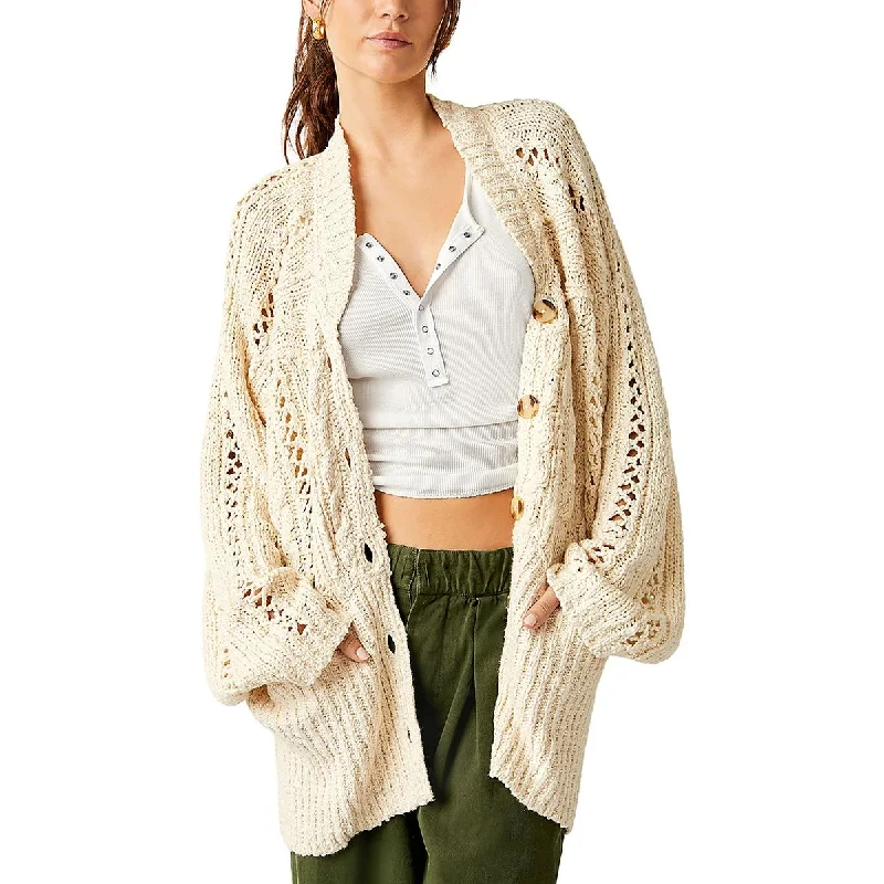 Free People Womens Cable Knit Long Sleeves Cardigan Sweater Asymmetrical,ymmetric Pencil Cardigan