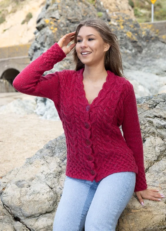 IrelandsEye Women's Horseshoe Aran Cardigan | Bramble Berry Nylon Fabric Polyester Fabric Spandex Fabric