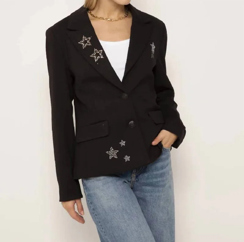 Junie Rhinestone Star Blazer In Black Women's Unique Blazer