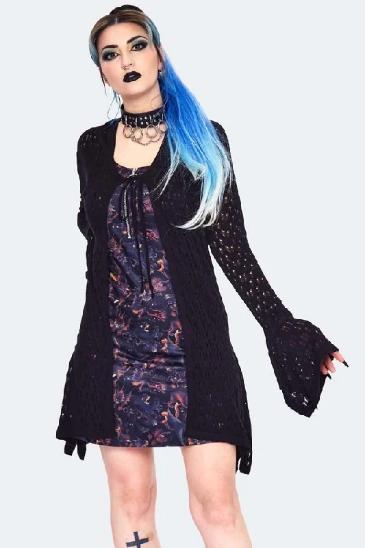 Lace Knit Long Cardigan Patchwork Embroidered Appliqued