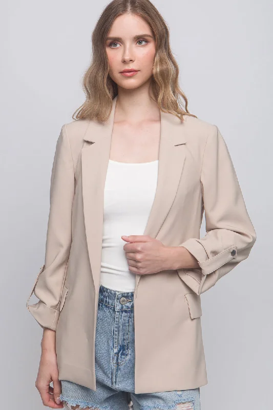 Woven Solid 3/4 Sleeve Blazer Women's Fashion Blazer