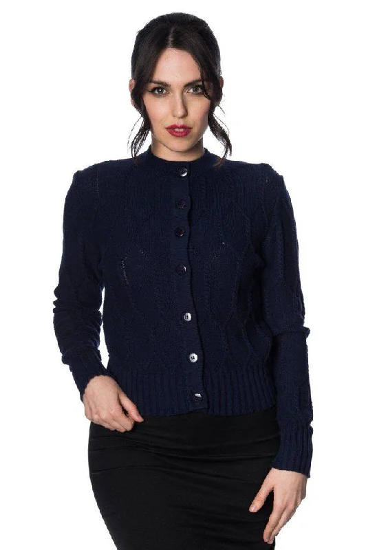 Midnight Daze Cardigan Houndstooth Herringbone Solid