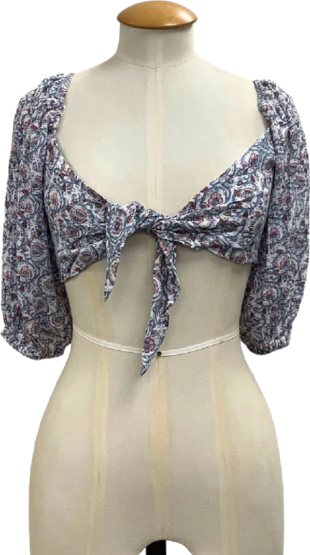 MINKPINK Multicolour Paisley Tie Front Crop Top UK XS Collared Crop Top Boat Neck A-Line MINKPINK Multicolour Paisley Tie Front Crop Top UK XS Collared Crop Top Boat Neck A-Line