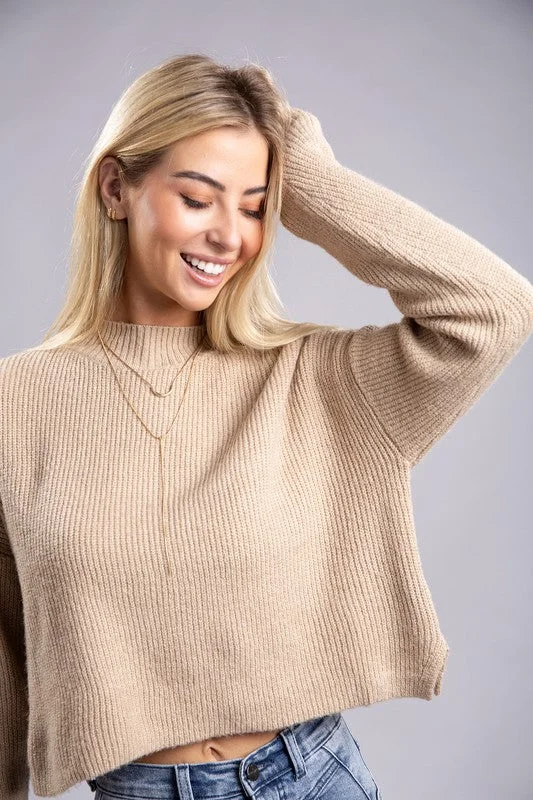 Mock Neck Pullover Alpaca Blend Soft