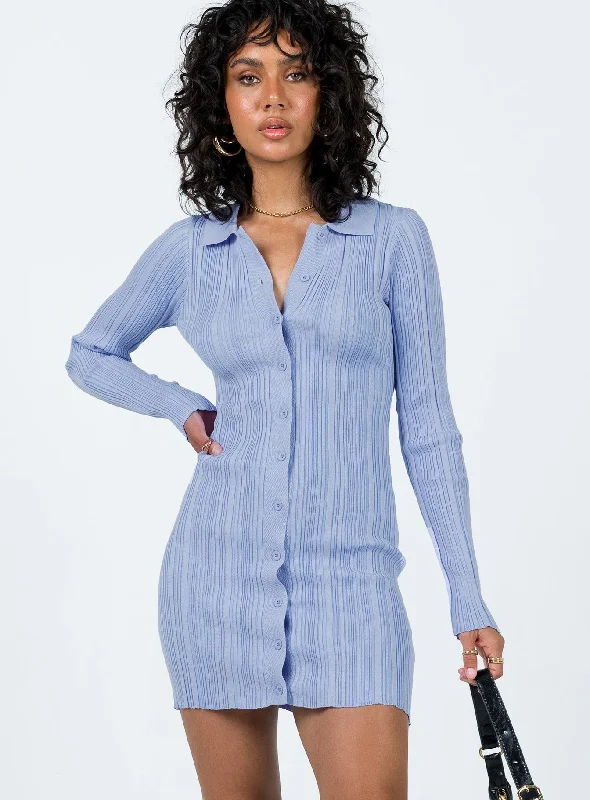 Palermo Long Sleeve Mini Dress Blue Tunics Canvas sturdy