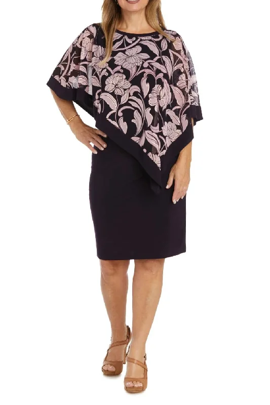 R&M Richards Boat Neck Asymmetrical Mesh Poncho ITY Dress Tunics Sale discount