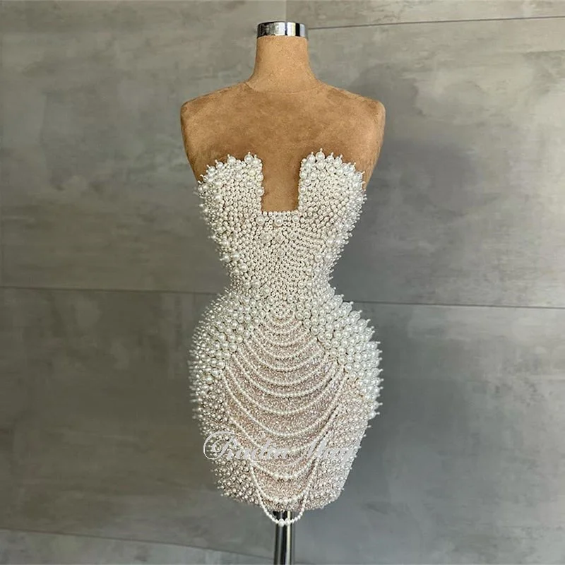 Radia May Full Pearls Luxury Short Prom Dresses 2023 Sexy Mini Cocktail Party Dress for Women Wedding Evening Birthday RM029 Tunics Gym athletic