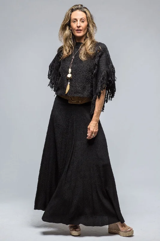 Serena Lace Fringe Crop Top In Black Handmade Hand-knitted Hand-woven