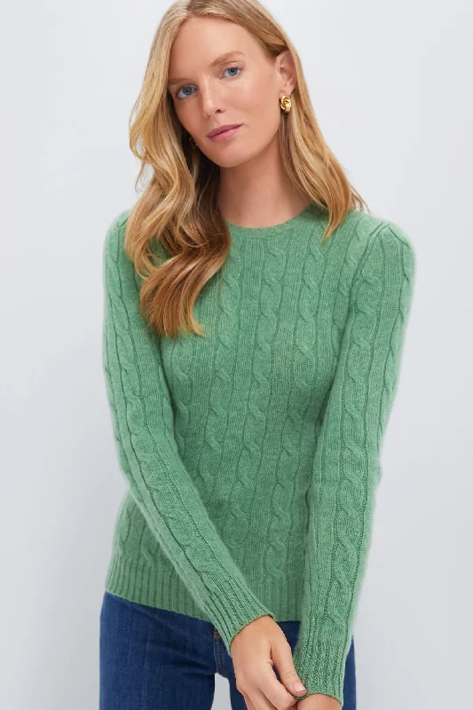 Smoke Green Heather Cashmere Julianna Classic Long Sleeve Pullover Slouchy Comfort Pullover