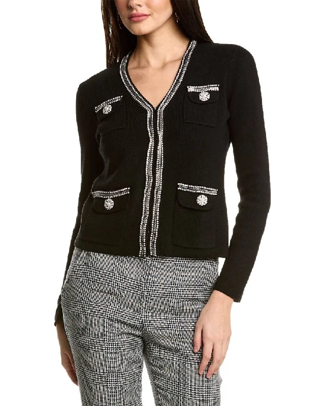 sofiacashmere Wool-Blend Cardigan Fitted Slim Tailored