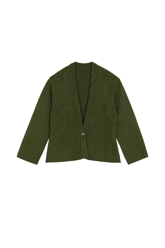 Dali Green Merino Wool Cardigan Soft Cozy Warm