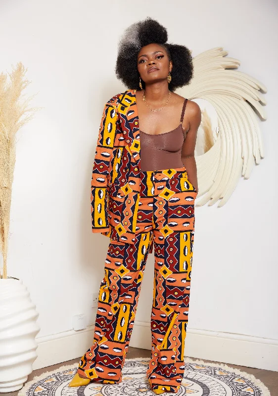 High Waisted African Print Palazzo Trouser - Malika Trousers Seasonal Trendy