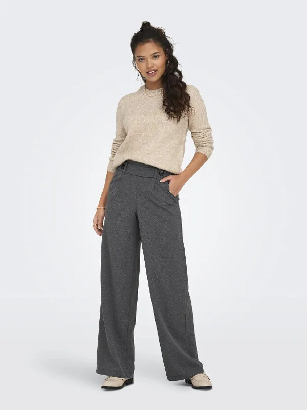 JDY Geggo Wide Fit Elasticated Trousers 30" Leg-GREY MELANGE Trousers Business Professional JDY Geggo Wide Fit Elasticated Trousers 30" Leg-GREY MELANGE Trousers Business Professional