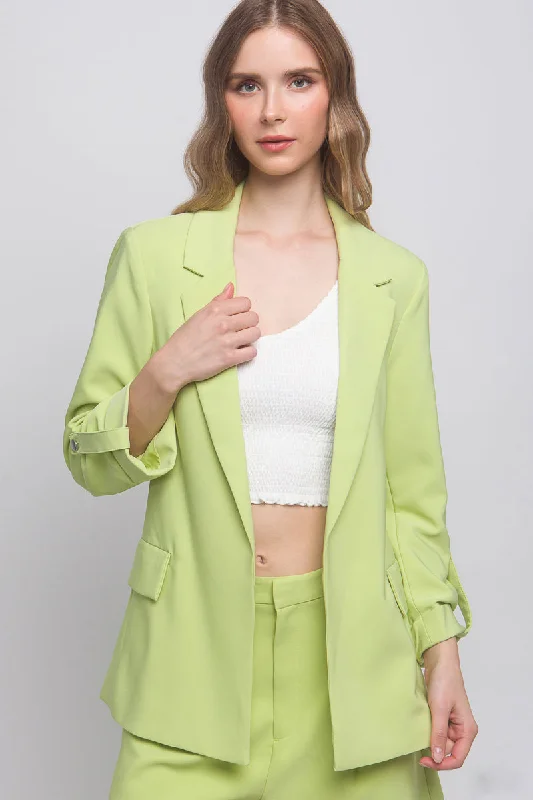 Woven Solid 3/4 Sleeve Blazer Women's Fashion Blazer