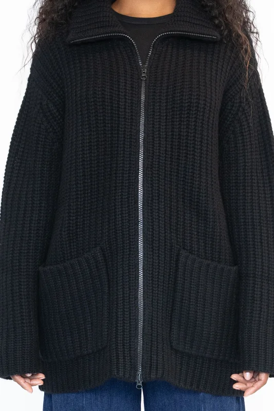 Majken Zip Cashmere Cardigan Iron Safe Non-Iron Wrinkle Free