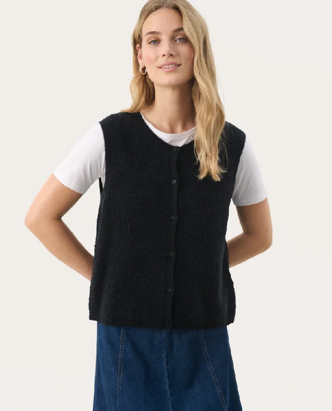 Part Two Pimira Navy Waistcoat Cardigan Neon metallic Matte