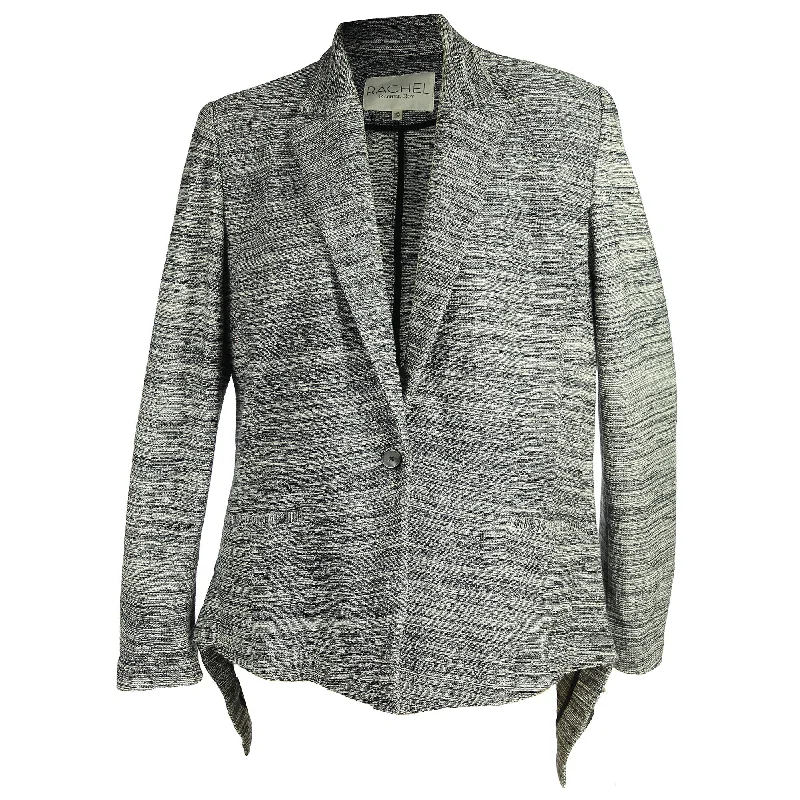 Rachel Roy Black Marled Long Sleeve Sharkbite Hem Blazer Jacket Plus Size Women's Premium Blazer