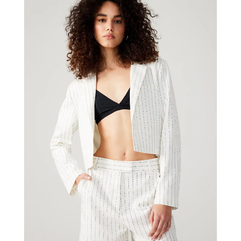 Rupi Cropped Blazer White/black Women's Fashion Blazer