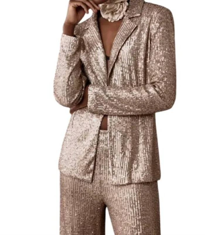 Sequins Blazer In Matte Gold Women's Business Blazer